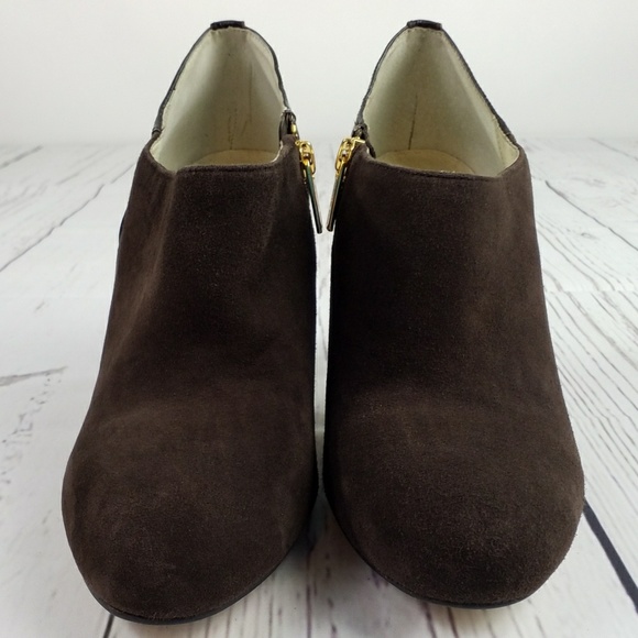 Michael Michael Kors Sammy Brown Kid Suede Leather Emboss Ankle Boots Women 9.5M - Picture 3 of 10